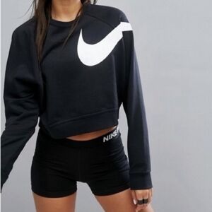 NIKE Swoosh Big Logo Crop Top Sweatshirt Sz L